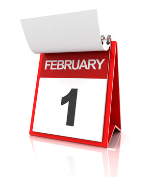 First of February calendar, 3d render