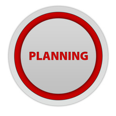Planning circular icon on white background