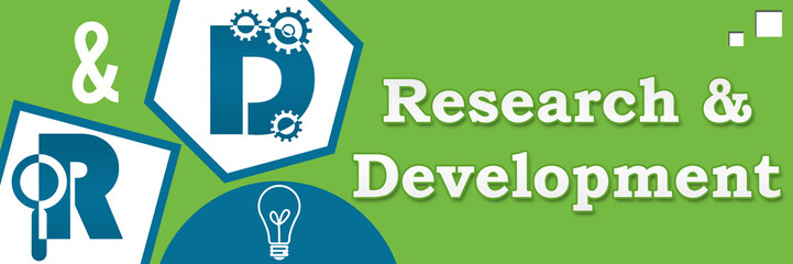 R And D - Research And Development Abstract Green Blue