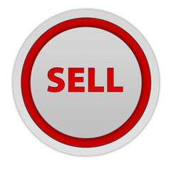 Sell circular icon on white background