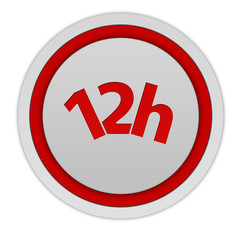 12 hours circular icon on white background