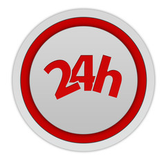 24 hours circular icon on white background
