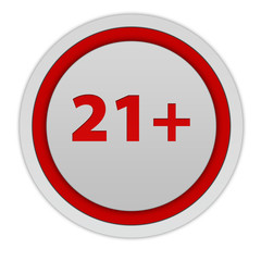 21+ circular icon on white background