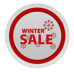 Winter sale circular icon on white background