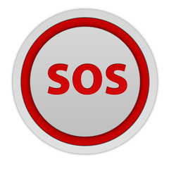 SOS circular icon on white background