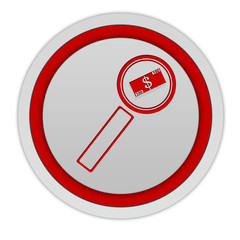 Find money circular icon on white background