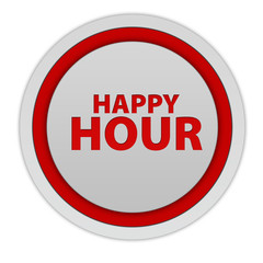 Happy hour circular icon on white background