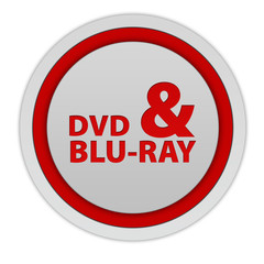 Dvd and bluray circular icon on white background
