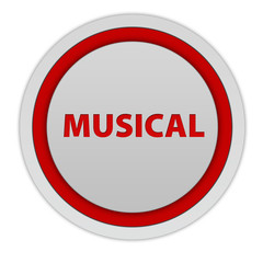 Musical circular icon on white background