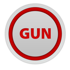 Gun circular icon on white background