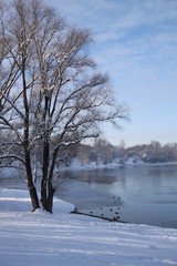 Winterlandschaft am See - Hochformat