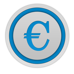 Euro circular icon on white background