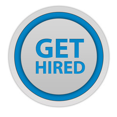 Get hired circular icon on white background