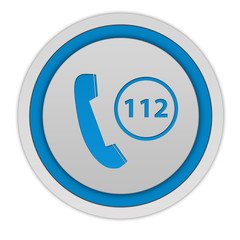 112 circular icon on white background