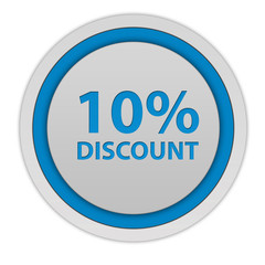 Discount ten percent circular icon on white background
