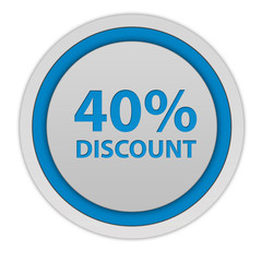 Discount forty percent circular icon on white background