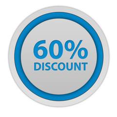 Discount sixty percent circular icon on white background
