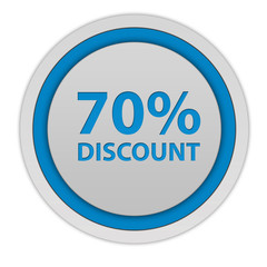 Discount seventy percent circular icon on white background