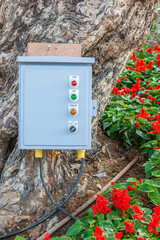 Electric control cabinet in garden