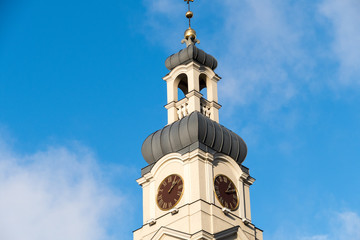 church tower against the blue sky