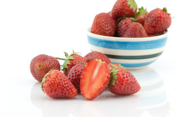 Fresh slice strawberry isolated on white background
