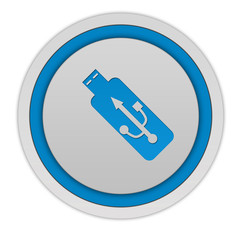 Usb circular icon on white background