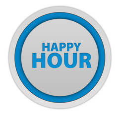 Happy hour circular icon on white background