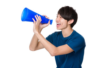 Man shout with megaphone