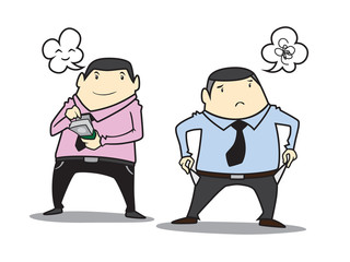 rich and poor salary man with white background