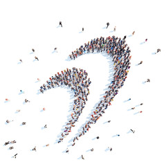 People in the form of an abstract symbol.