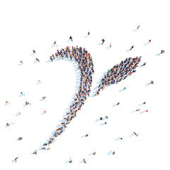 People in the form of an abstract symbol.