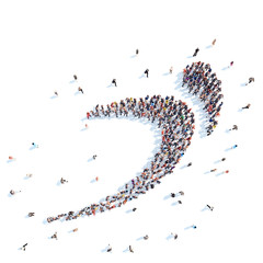 People in the form of an abstract symbol.