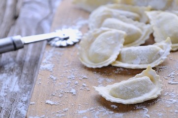 Preparing fresh ravioli.