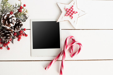 Christmas decoration with polaroid-frame