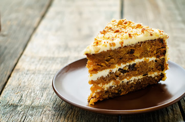 carrot cake with walnuts, prunes and dried apricots