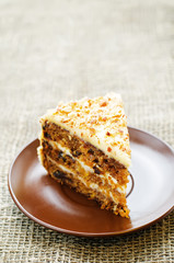 carrot cake with walnuts, prunes and dried apricots
