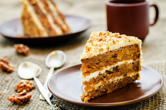 carrot cake with walnuts, prunes and dried apricots