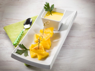 grilled polenta with cheese sauce