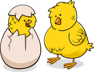 easter chicks cartoon illustration