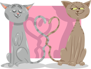 cats in love cartoon illustration