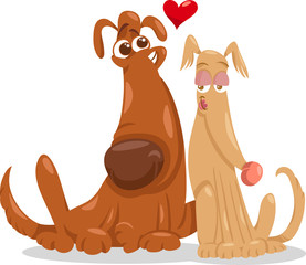 dogs in love cartoon illustration