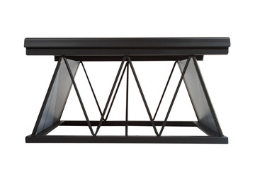 Profile of clean black metal bench isolated on white