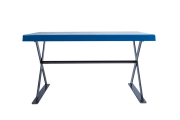 Profile of blue metal bench isolated on white