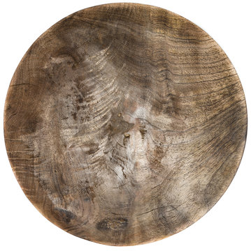 Round vintage cutting board over white