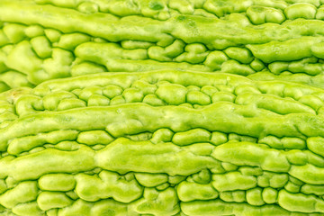 Macro background texture closeup of green bitter melons