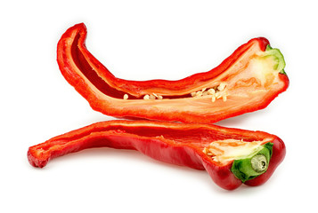 Red chili pepper cut in half