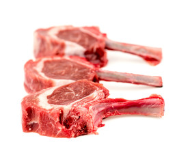 Juicy organic Australian lamb chops isolated on white