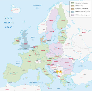 euro zone map, 2015