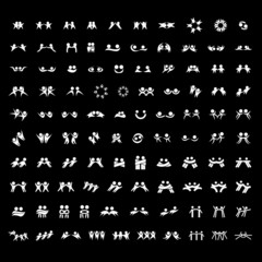 Abstract Human Symbols Set: Success, Celebration, Achievement, Activity, Team, Friends, Friendship - Isolated On Black Background - Vector Illustration, Graphic Design Editable For Your Design