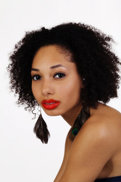 Portrait Attractive Bare Shoulder African American Woman